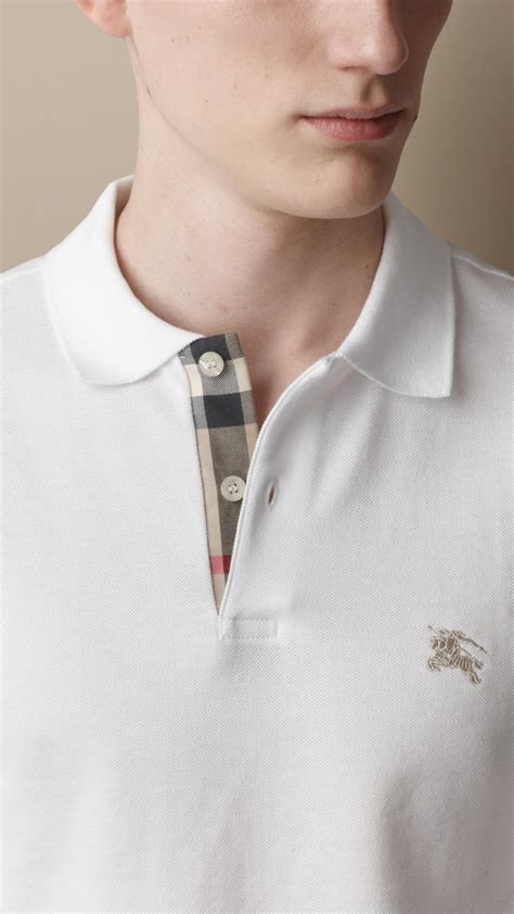 white burberry polo shirt men's